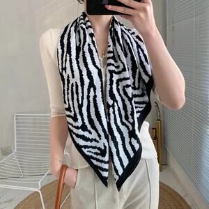 2/$30 NEW White Black Zebra Printed Silky Fashion Scarf